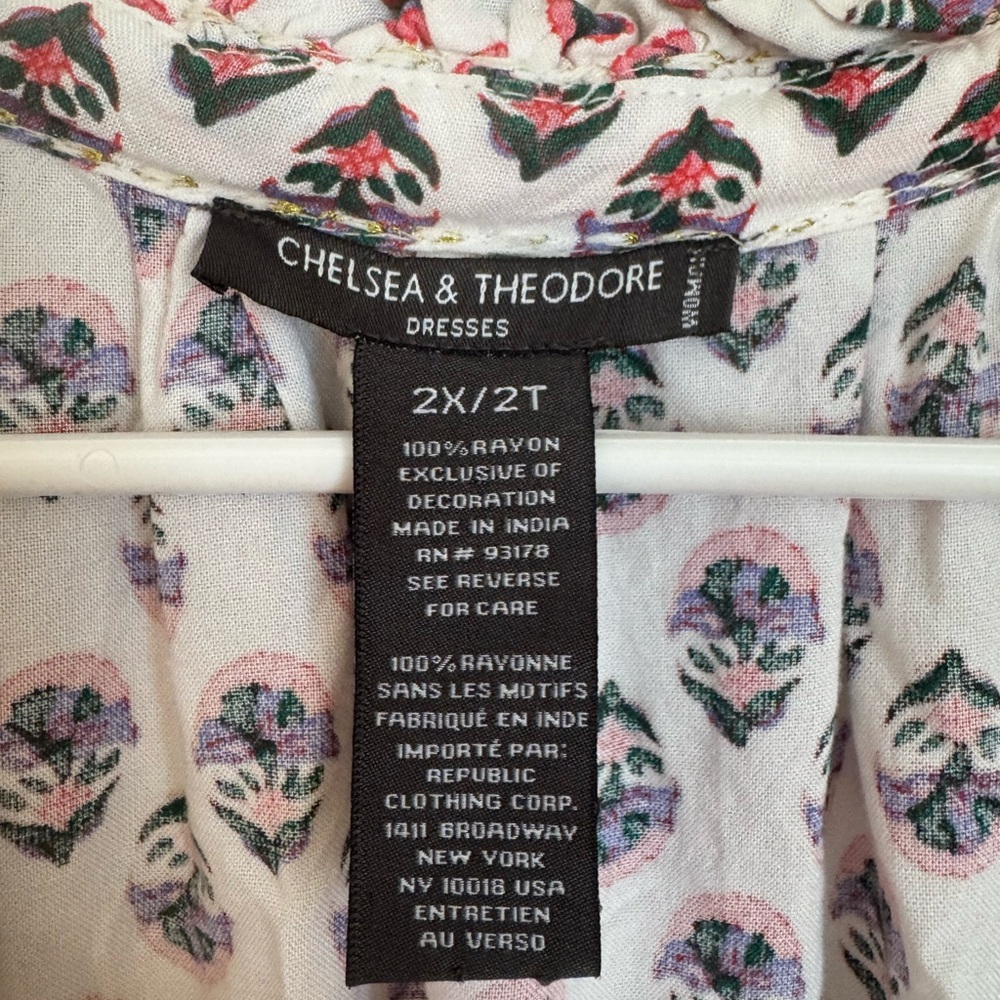 Chelsea & Theodore White and Pink Floral Dress Size 2XL/2T - Picture 3 of 6